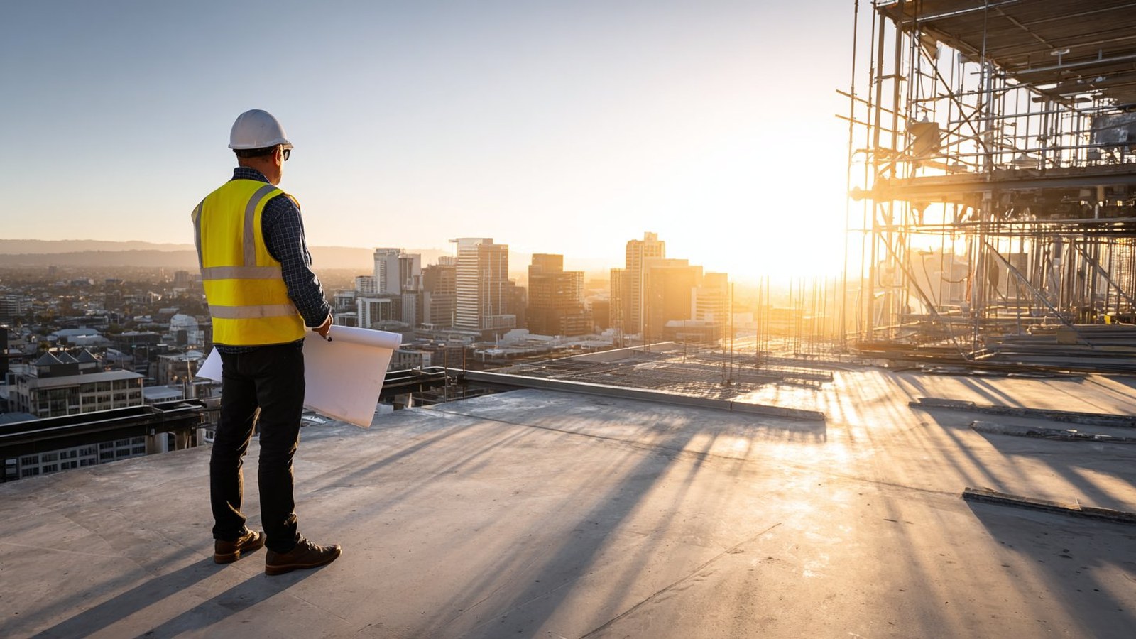 Project manager overseeing large commercial construction — CHS Facility Services Adelaide